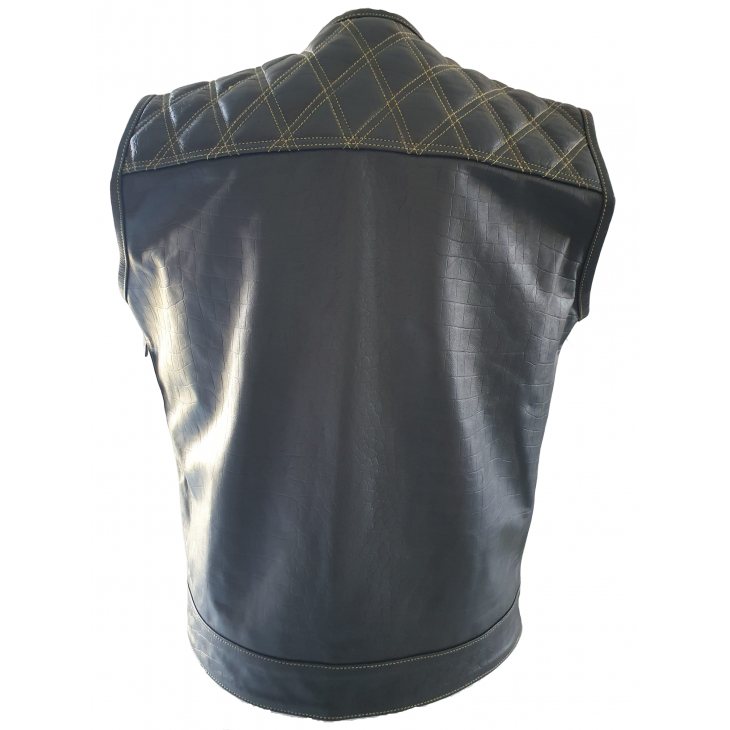 Gilet in pelle stampato coccodrillo