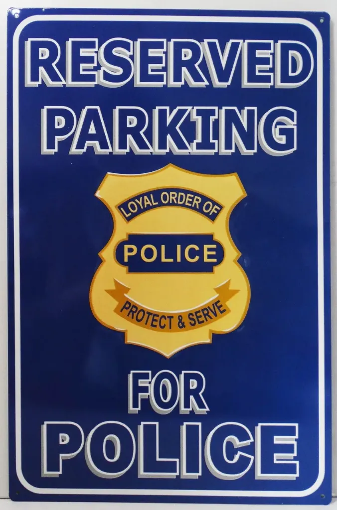 Targa metallica Reserved Parking for Police