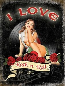 [90000222125] I Love Rock n Roll Records Music Retro Girl 60's sexy pinup