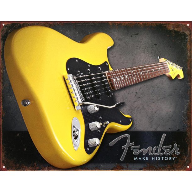 Targa Metallica Fender Yellow Guitar