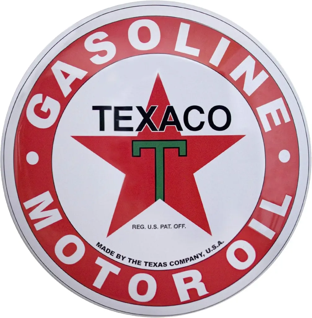 [186909] Targa Metallica Bombata Texaco Gasoline Motor Oil