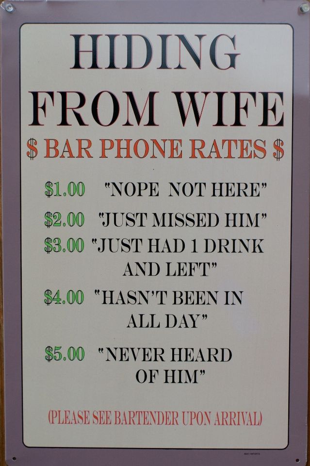 Hiding From Wife Bar