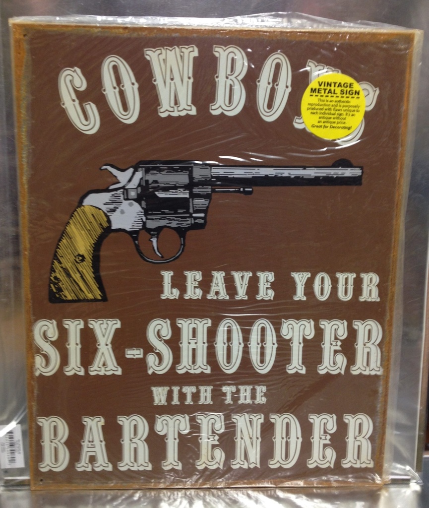 Targa Metallica Cowboy Six Shooter