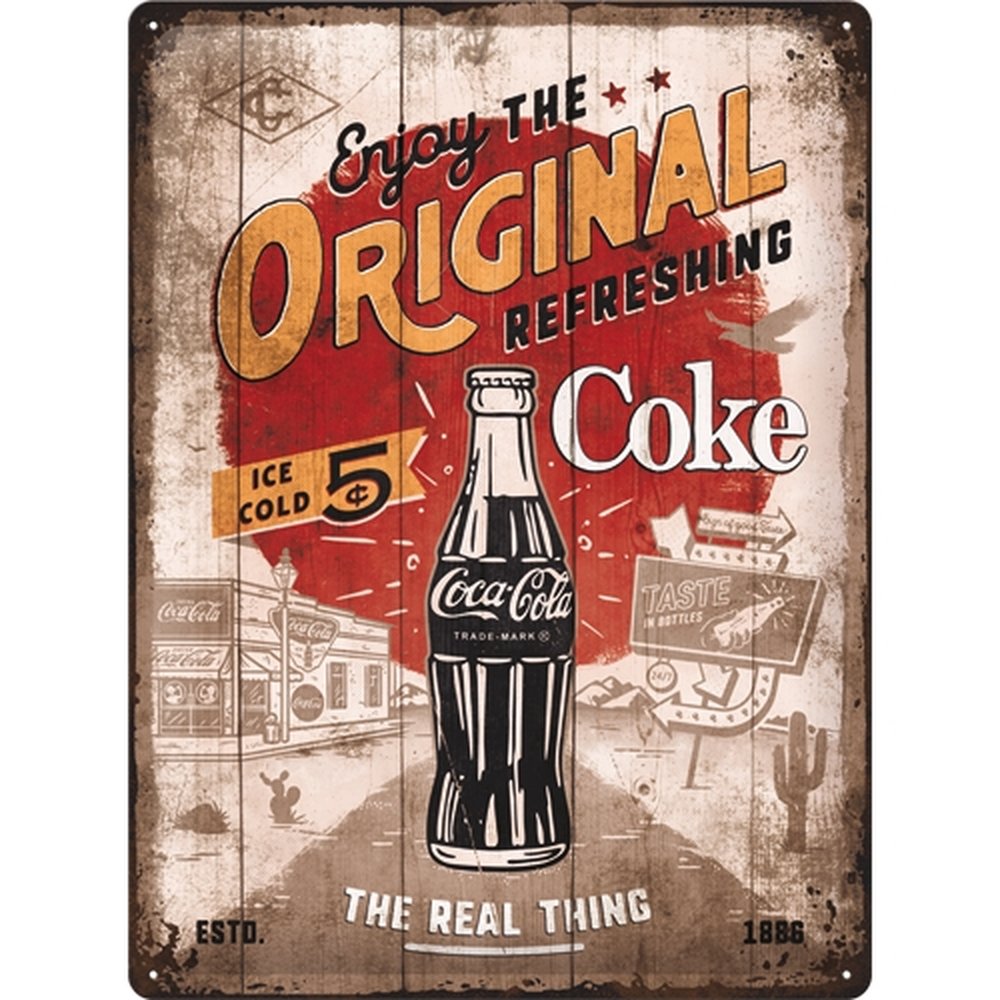 Targa metallica Coca-Cola Original Coke Highway 66