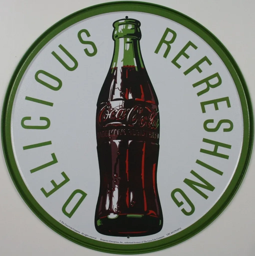Targa Metallica Coca-Cola “Delicious Refreshing” 60’S