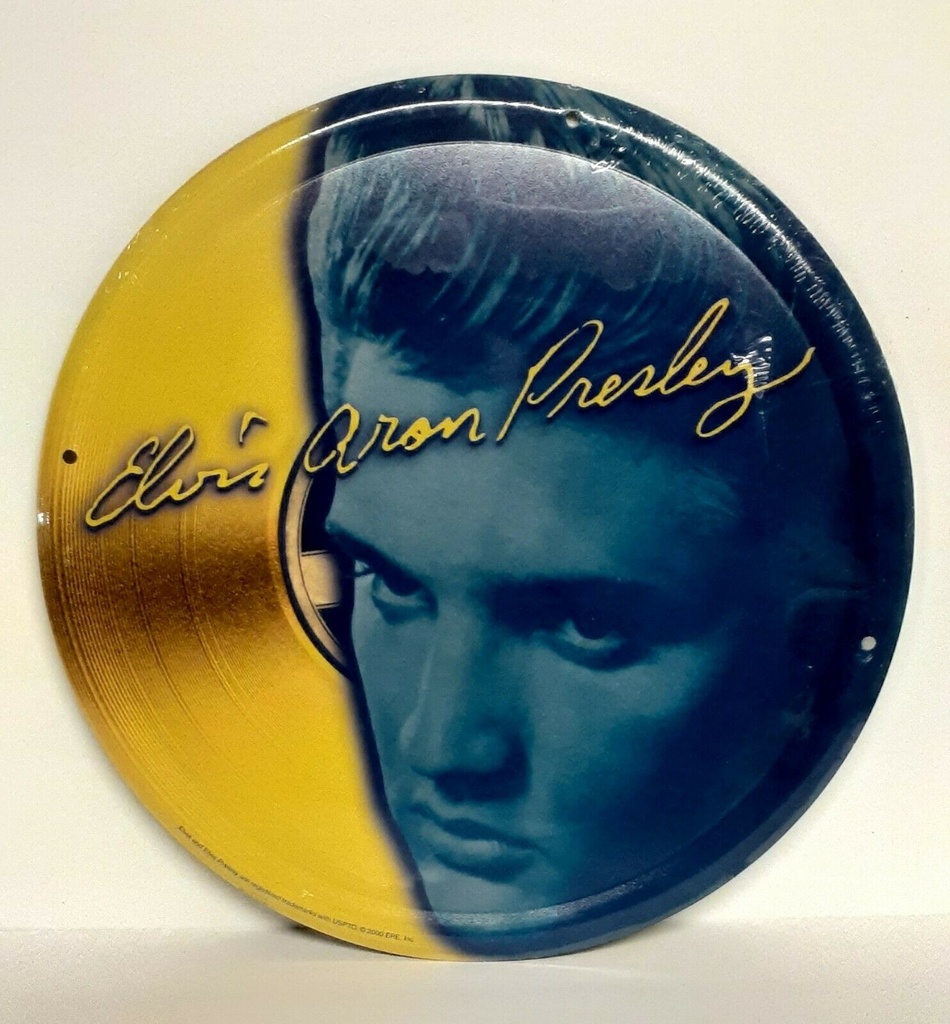 ELVIS ARON PRESLEY Round 12" Yellow & Blue