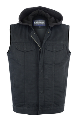 [DM982] Gilet Jeans Con Cappuccio Nero (S)