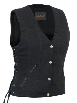 Gilet Jeans Nero Donna Bottoni