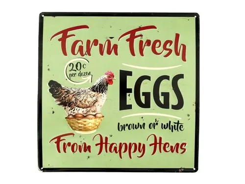 Targa Metallica Farm Fresh Eggs