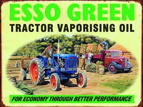 Targa Metallica Esso Green Tractor Vaporising