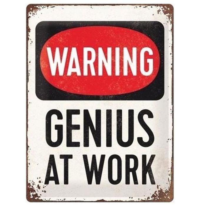 Warning Genius At Work Magnet 6CM X 8 CM