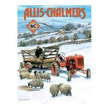 Allis Chalmers Feeding the Flock - Farming Christmas Card F008