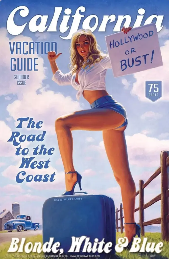 California or Bust, Pinup Art, Greg Hildebrandt 