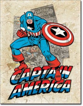 [605279122066] Targa Metallica Captain America Cover Splash