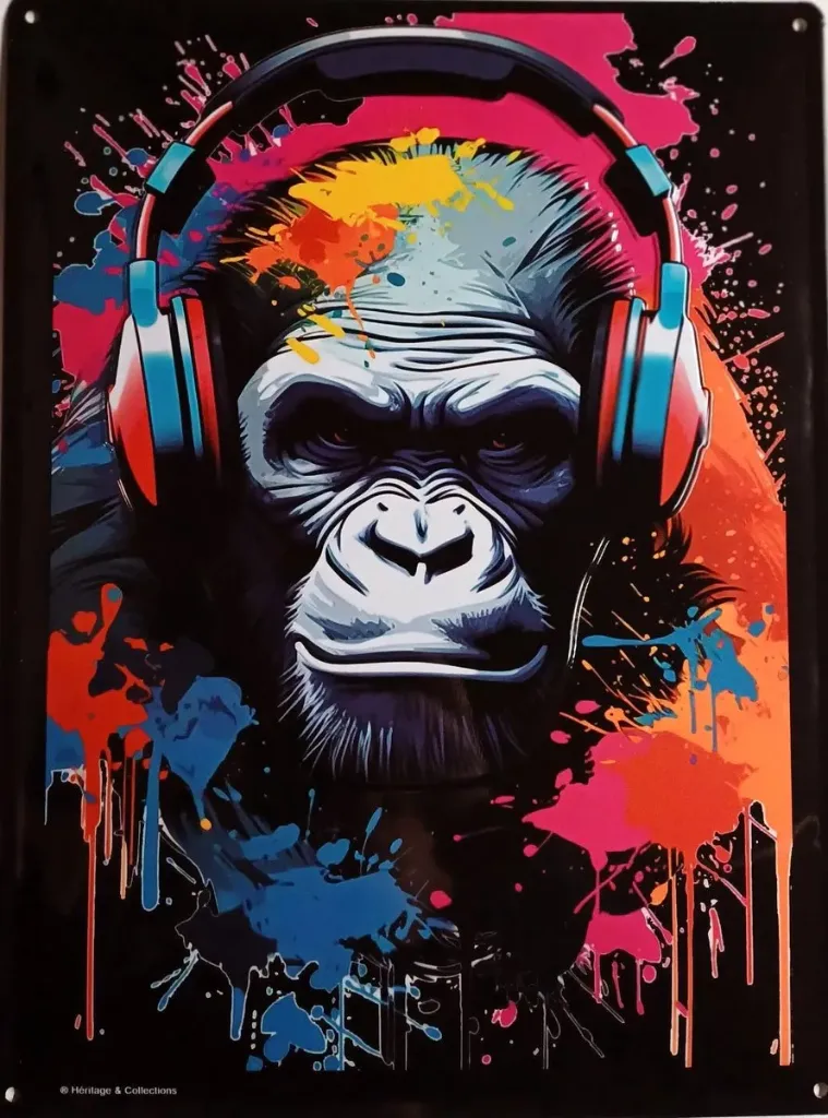 Targa Metallica Gorilla in stile Pop Art