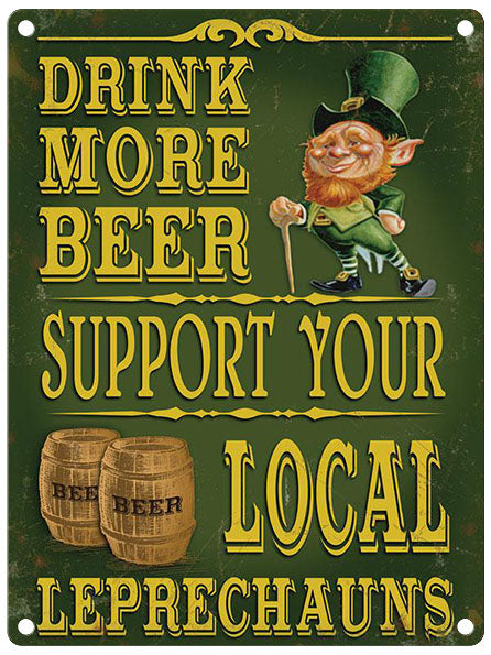 Targa Metallica Beer Drink More Leprechauns