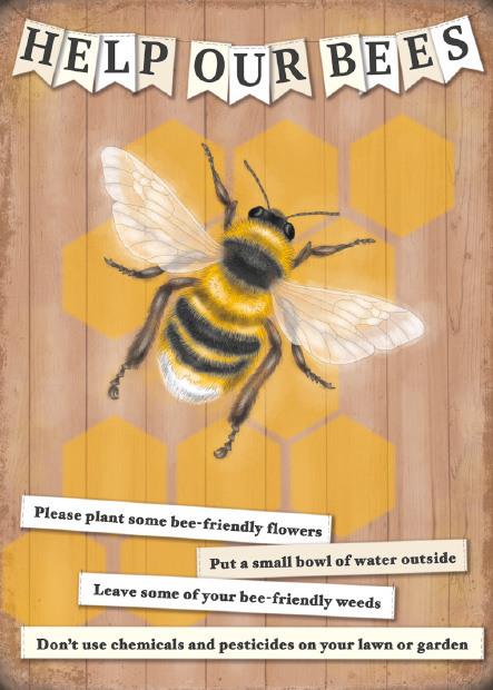 Targa Metallica Bee Help Our Bees