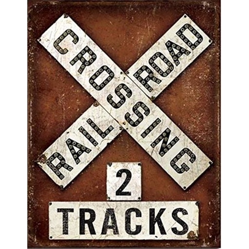 [605279121748] Railroad RR Crossing 2 Tracks Weathered