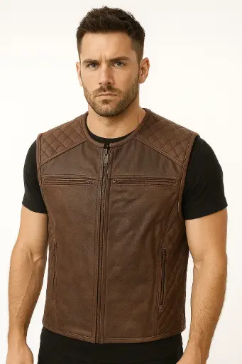 Gilet In Pelle Mod.Trap Brown