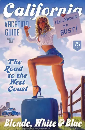 [92220187887] California or Bust, Pinup Art, Greg Hildebrandt 